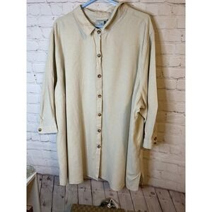 SALE - Women's Cotton Linen Blend Button Down Shirt 4XL